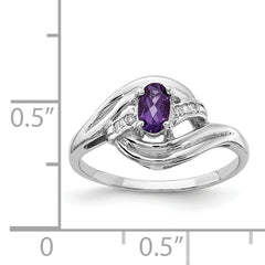 14K White Gold Amethyst Diamond ring