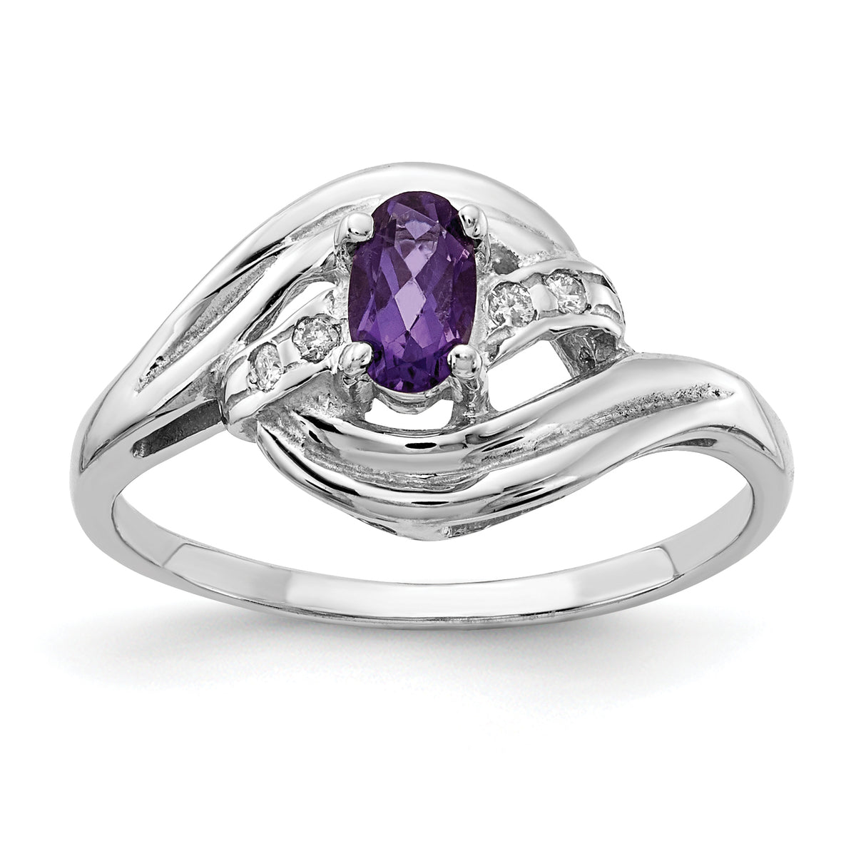 14K White Gold Amethyst Diamond ring