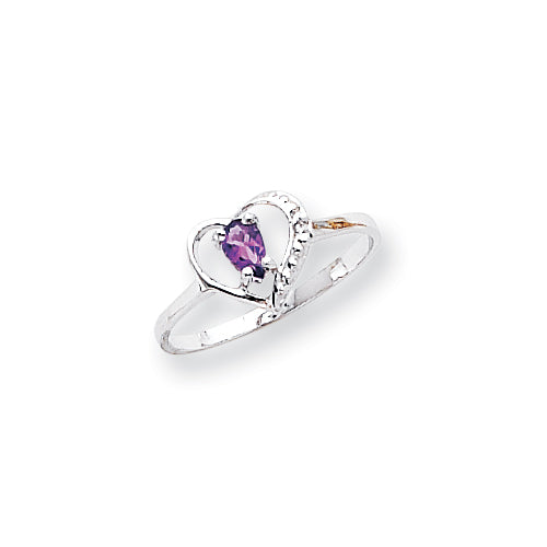 14K White Gold Polished .01ct. Diamond & 5x3 Pear Gemstone Heart Ring Mount Main image