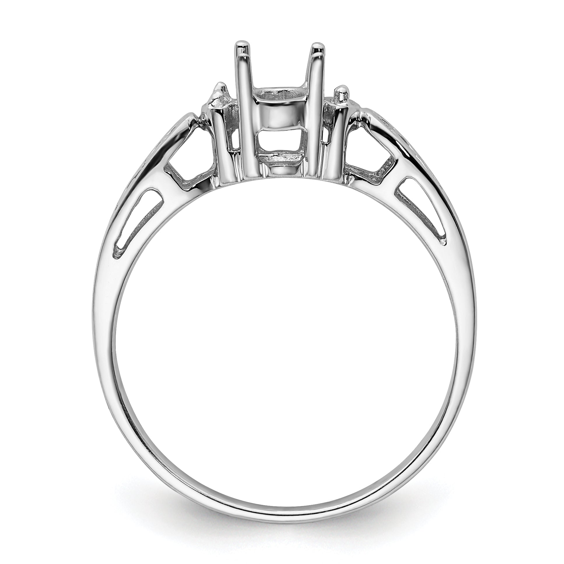 14k White Gold Polished .04ct. Diamond & 6x4 Oval Gemstone Ring Mounting Secondary image