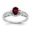 14K White Gold 6x4mm Oval Garnet VS Diamond ring