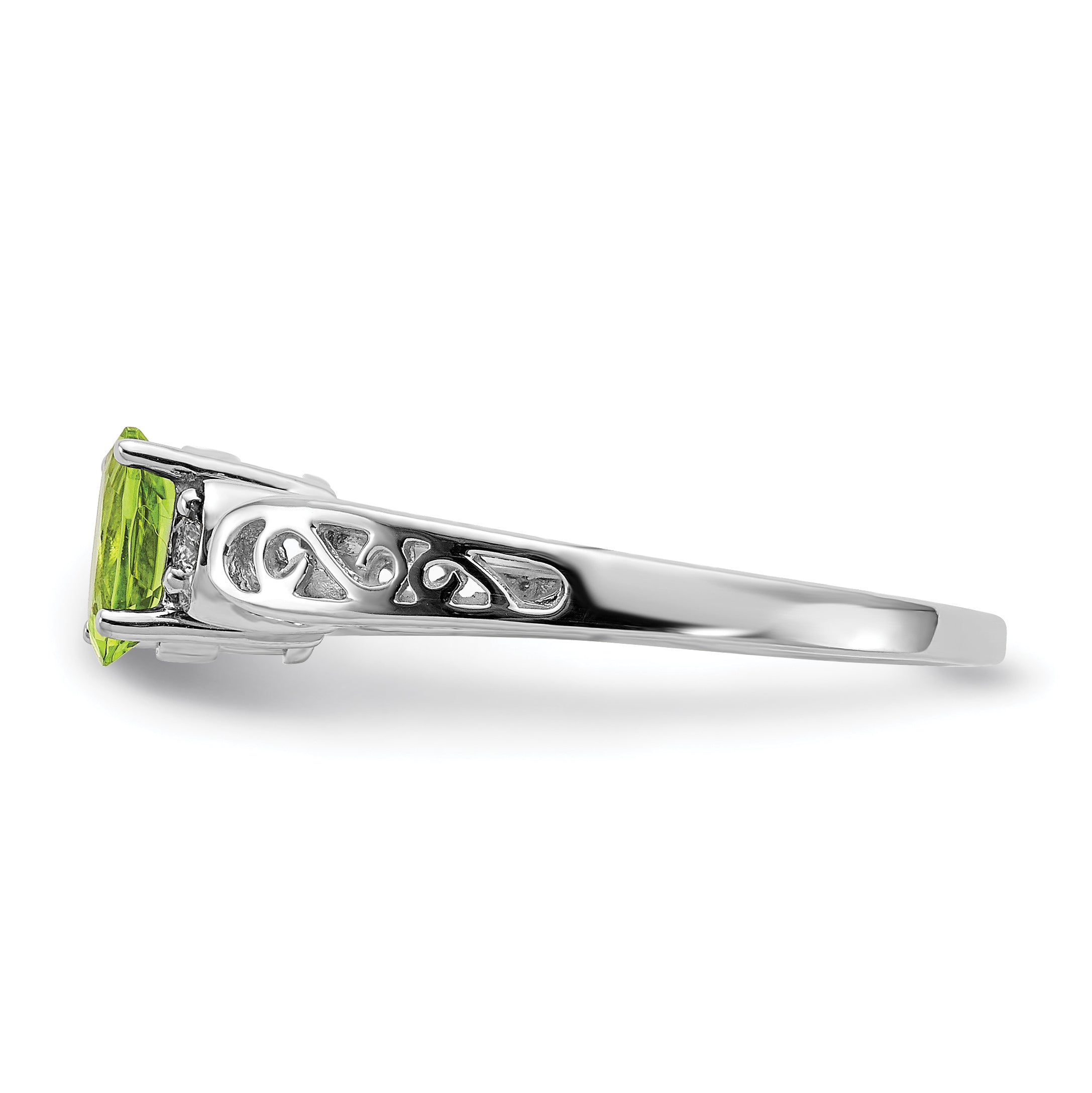 14K White Gold 6x4mm Oval Peridot AA Diamond ring