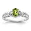 14K White Gold 6x4mm Oval Peridot VS Diamond ring
