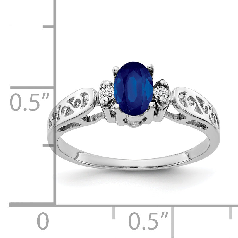 14k White Gold 6x4mm Oval Sapphire VS Diamond ring Secondary image