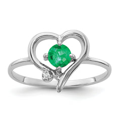 14K White Gold 4mm Emerald AA Diamond ring