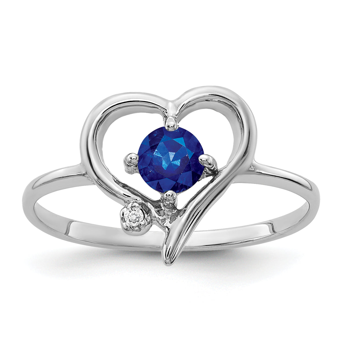 14K White Gold 4mm Sapphire AA Diamond ring