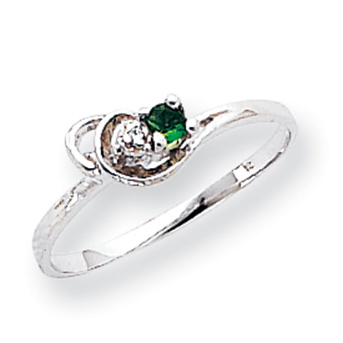 14K White Gold Polished .004ct. Diamond & 3mm Round Gemstone Ring Mounting Main image