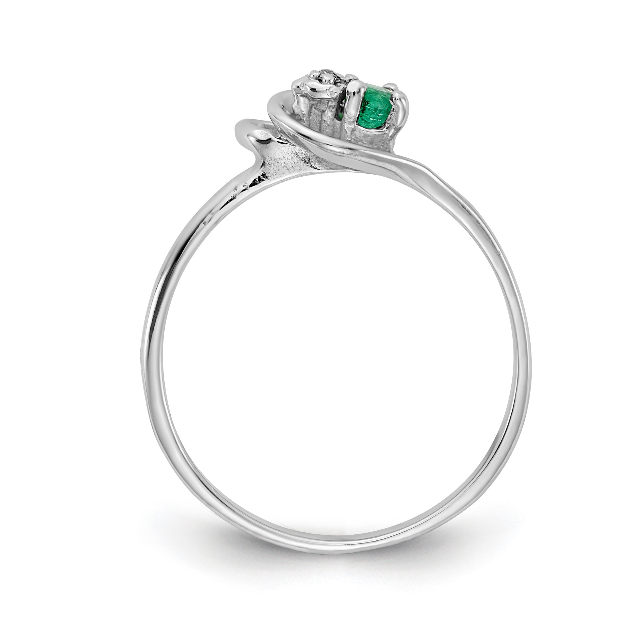 14K White Gold Emerald AA Diamond ring Secondary image