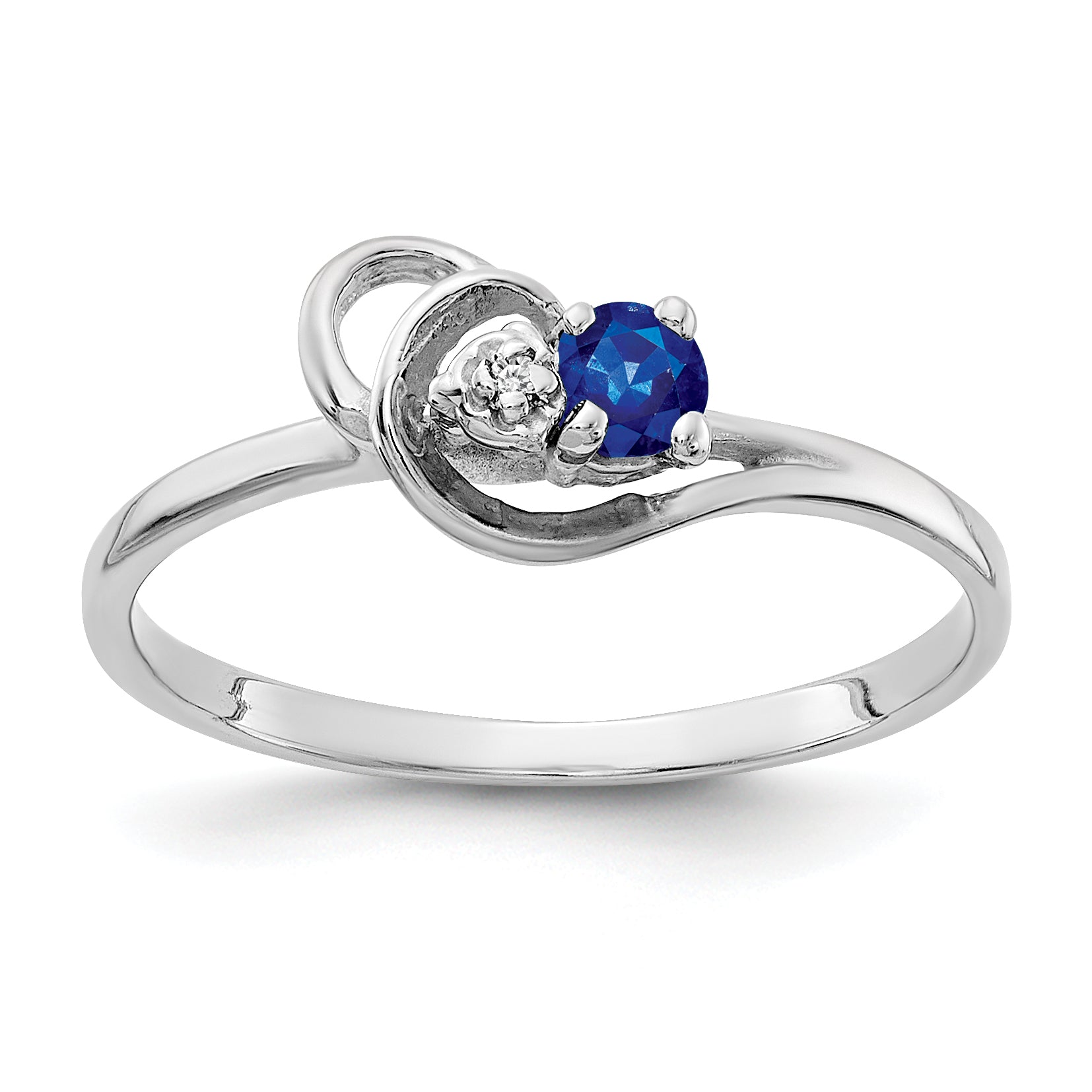 14K White Gold 3mm Sapphire AA Diamond ring Main image