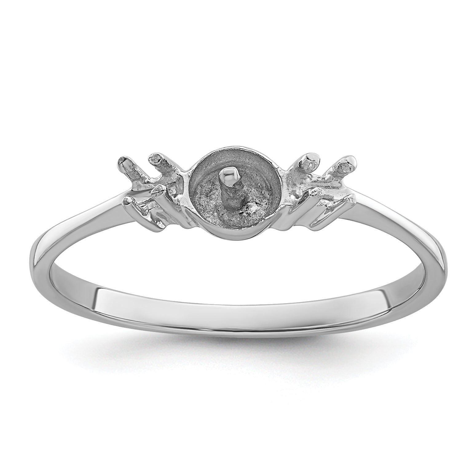 14k White Gold Polished Diamond & Pearl Ring Mounting Main image