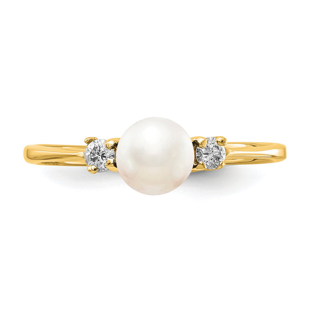 14K 5mm FW Cultured Pearl A Diamond ring