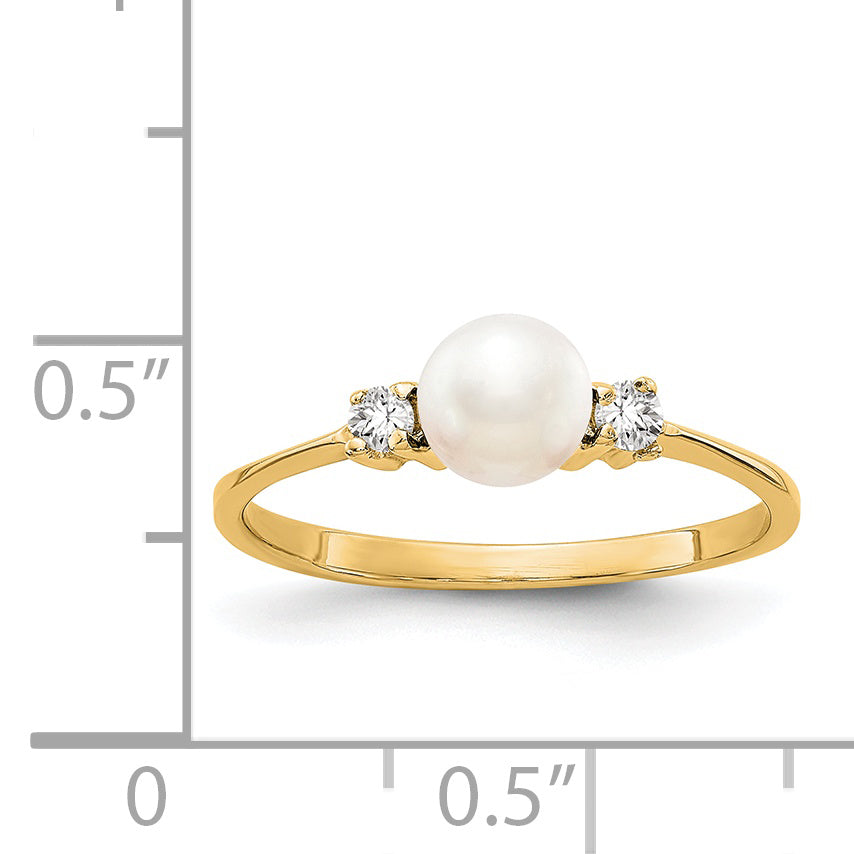 14K 5mm FW Cultured Pearl A Diamond ring
