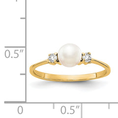 14K 5mm FW Cultured Pearl VS Diamond ring