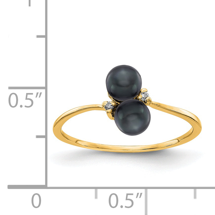 14K 4mm Black FW Cultured Pearl VS Diamond ring