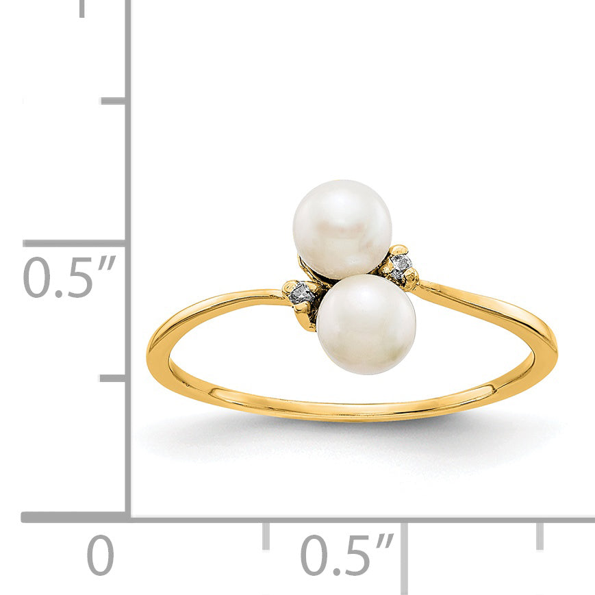 14K 4mm FW Cultured Pearl VS Diamond ring