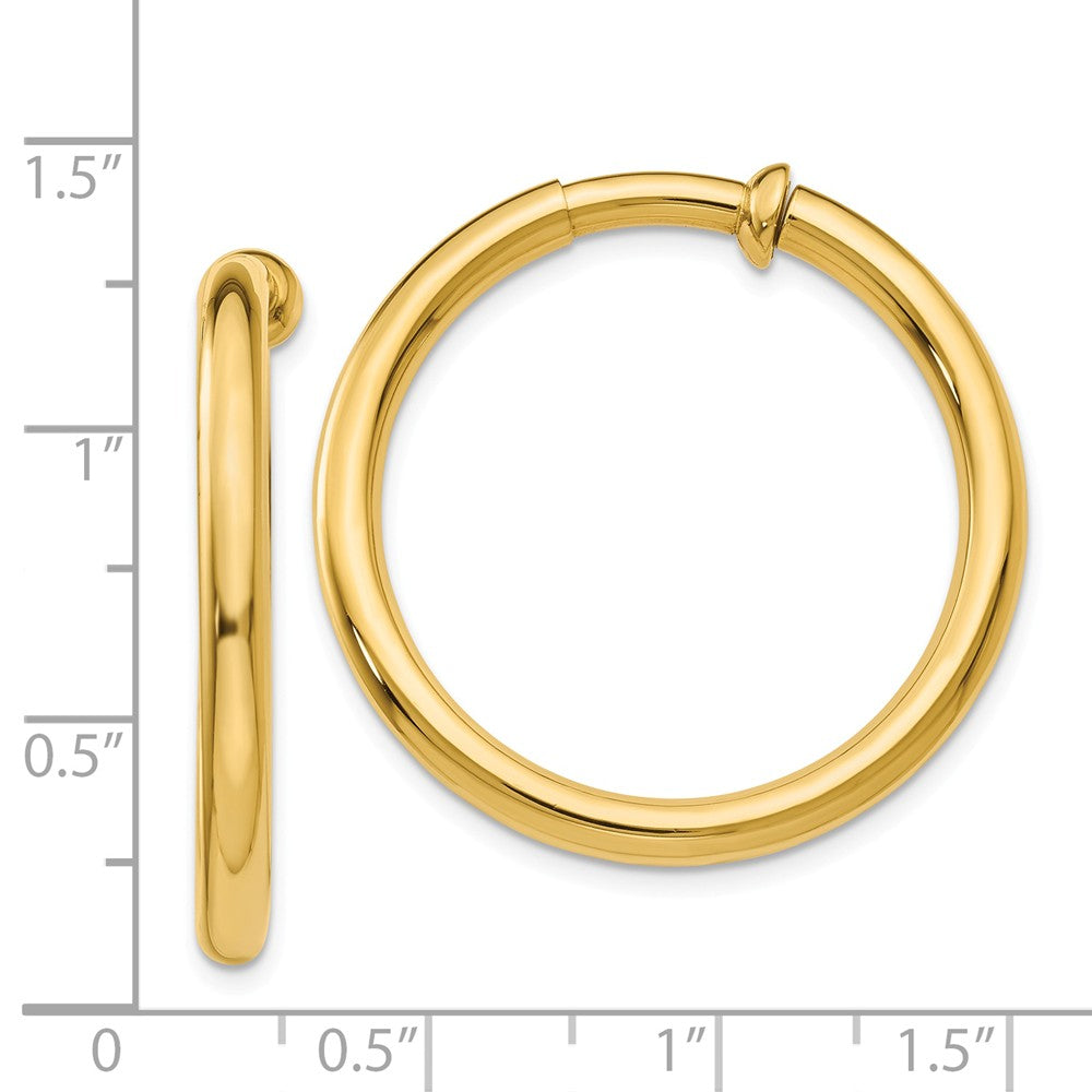 14K Non-Pierced Hoop Earrings Secondary image