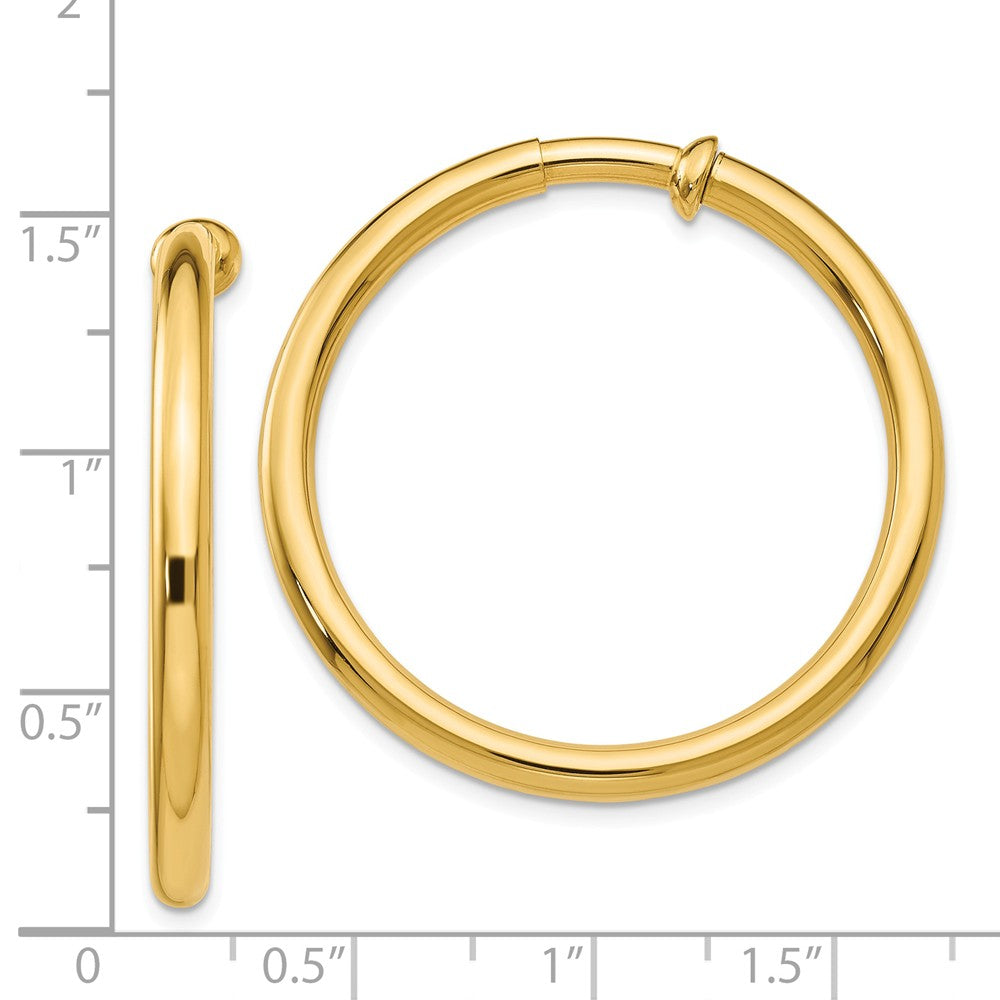 14K Non-Pierced Hoop Earrings Secondary image