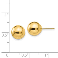 14k Polished 9.0mm Ball Post Earrings