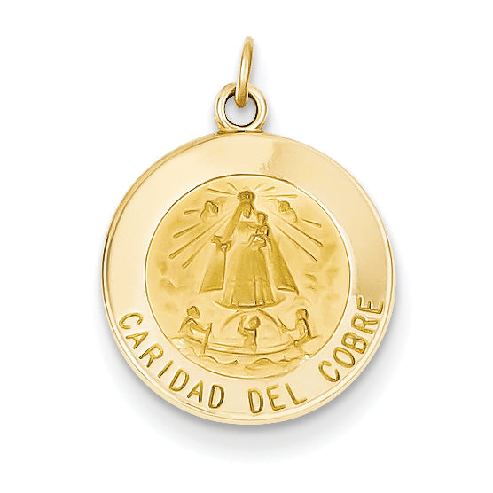 14K Caridad Del Cobre Medal Pendant
