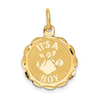 Boy Scalloped Disc Charm in 14K Yellow Gold, 22mm - Sophia Jewelers