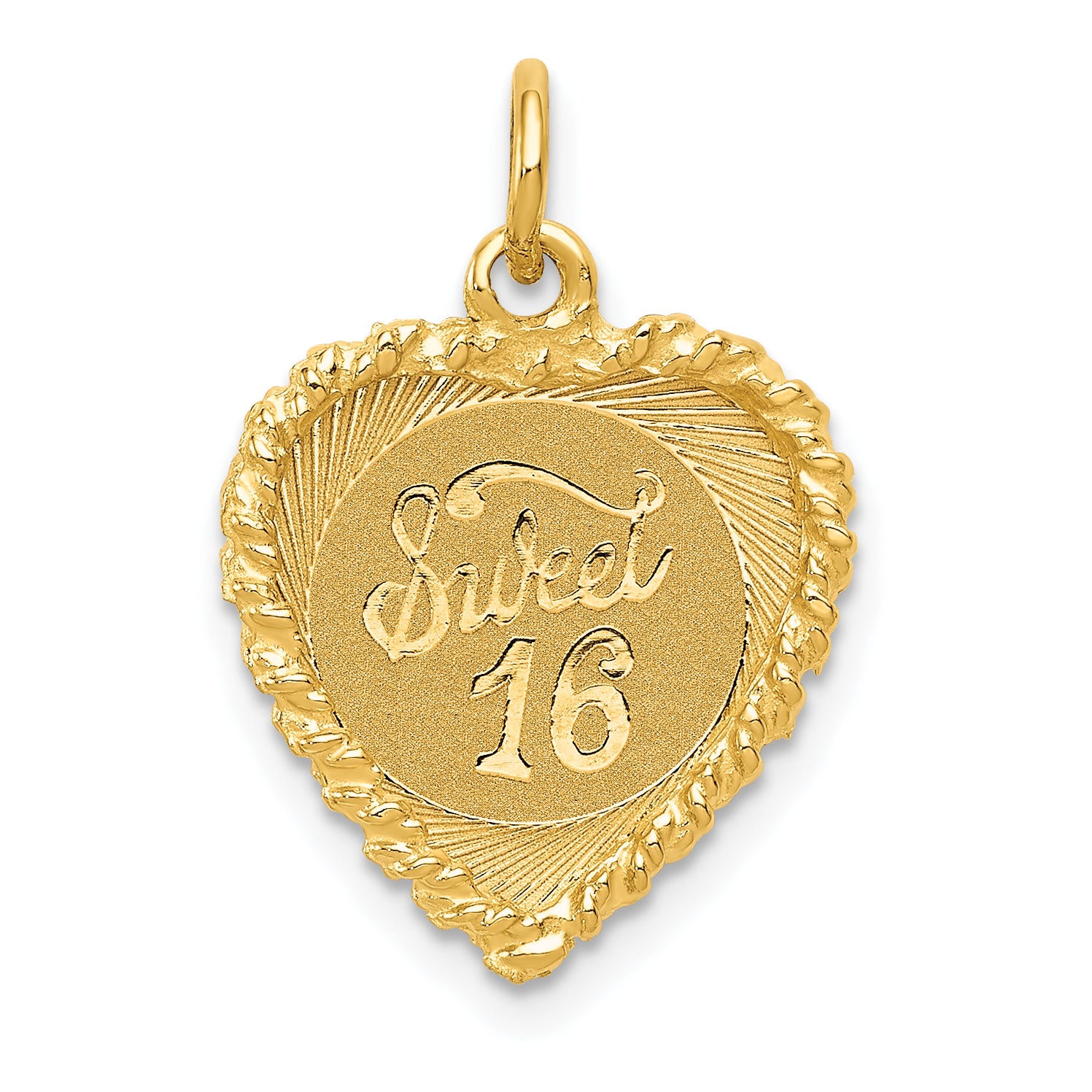 14K Sweet Sixteen Heart Charm Main image