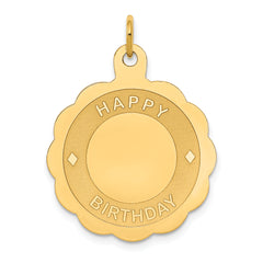 14K Happy Birthday Disc Pendant