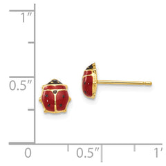 14K Enameled Ladybug Post Earrings