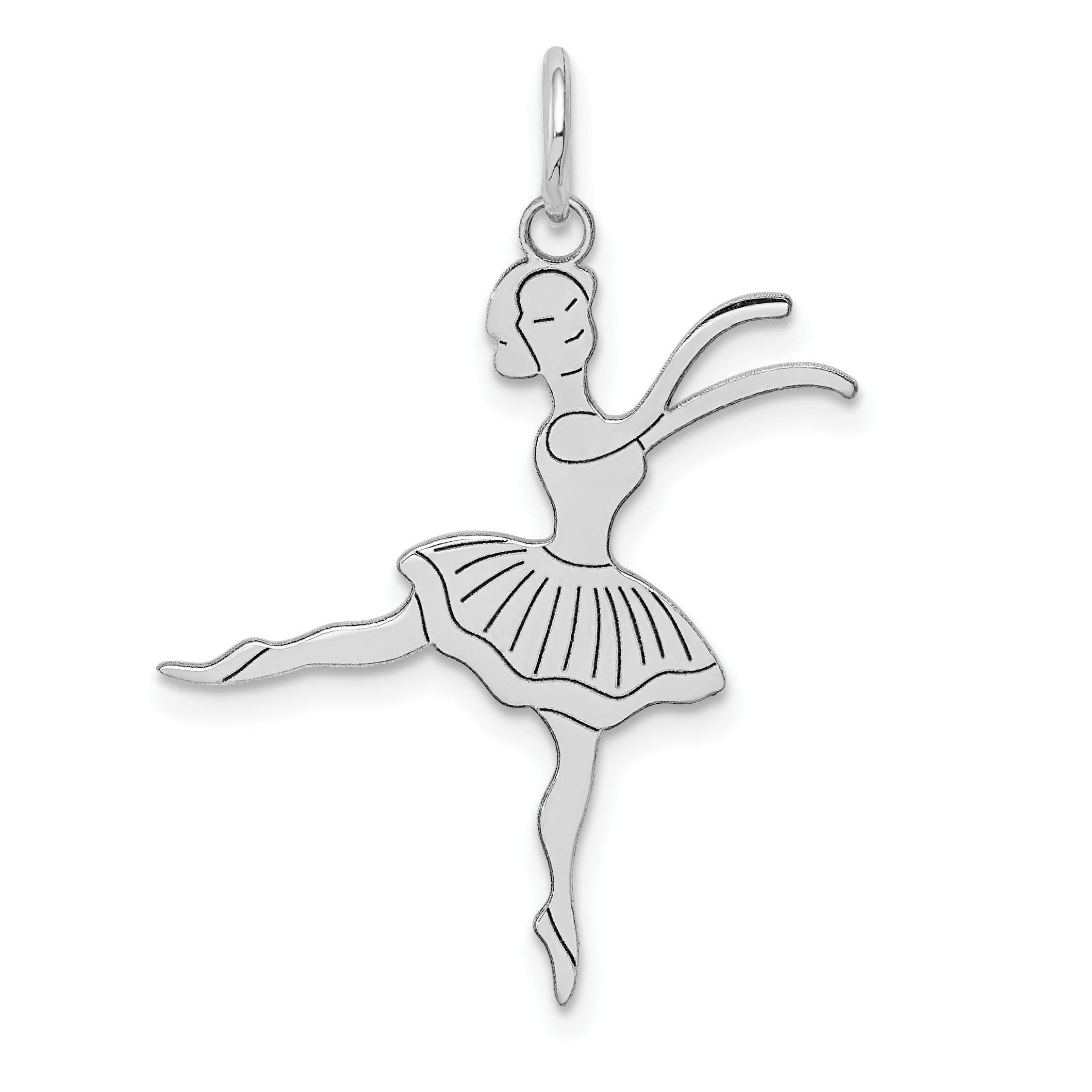 14K White Gold Satin Polished Ballerina Charm Main image