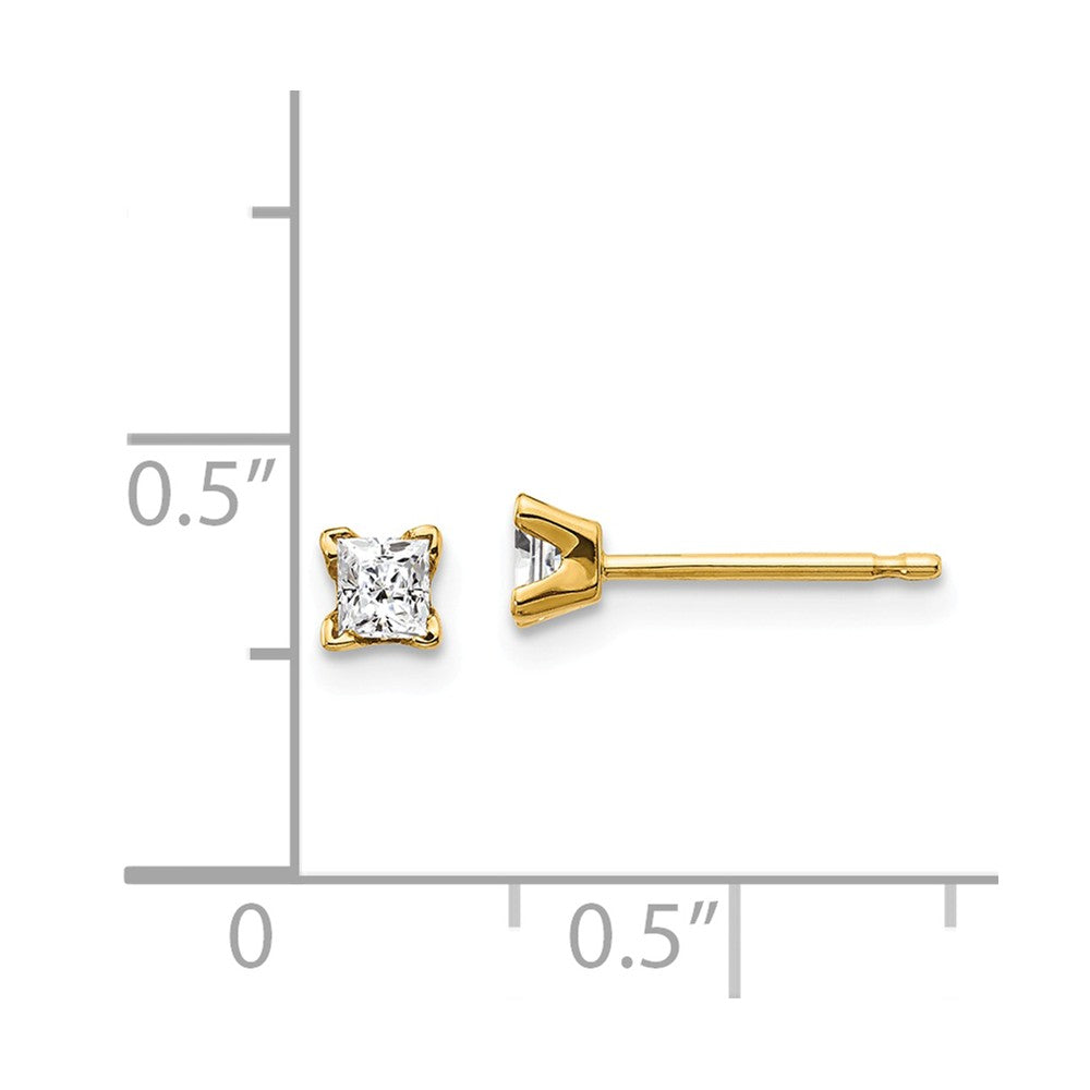 14k 2.75mm Princess Cut Stud Earring Mountings
