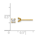 14k 2.75mm Princess Cut Stud Earring Mountings