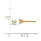 14k 3mm Princess-cut Stud Earring Mountings