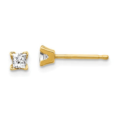 14K AA Quality Complete Princess-cut Diamond Stud Earrings