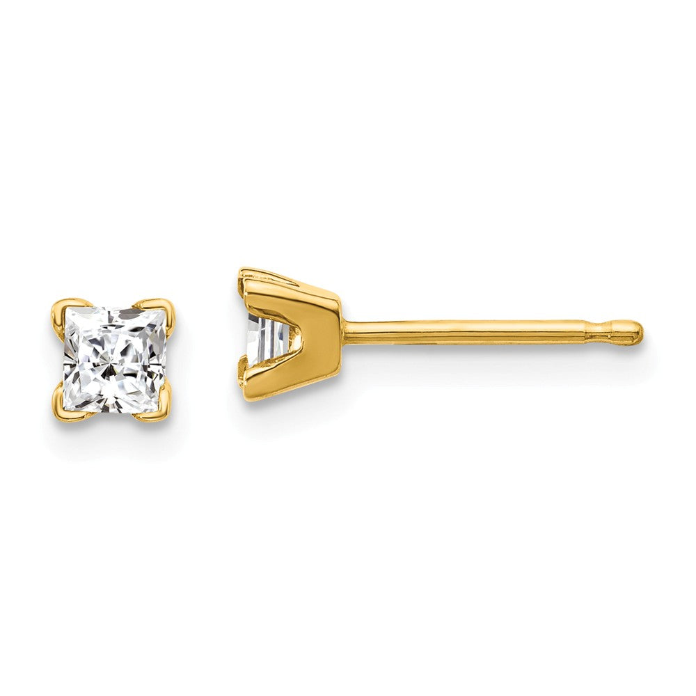 14K AA Quality Complete Princess-cut Diamond Stud Earrings