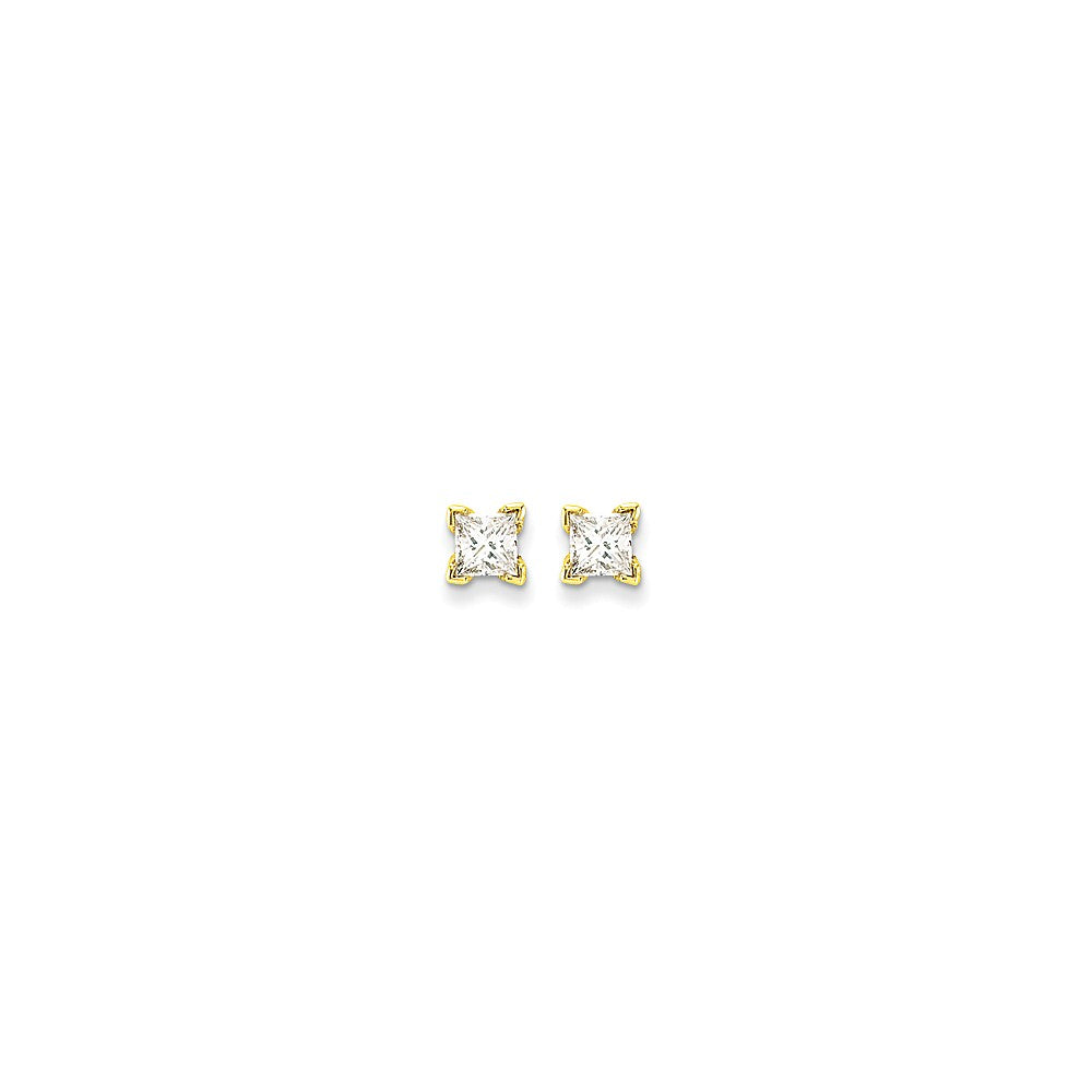 14K AA Quality Complete Princess-cut Diamond Stud Earrings