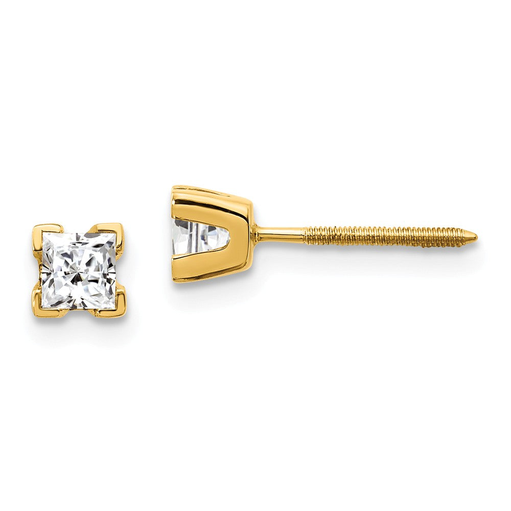 14K 3.5mm Princess-cut Stud Earring Mountings