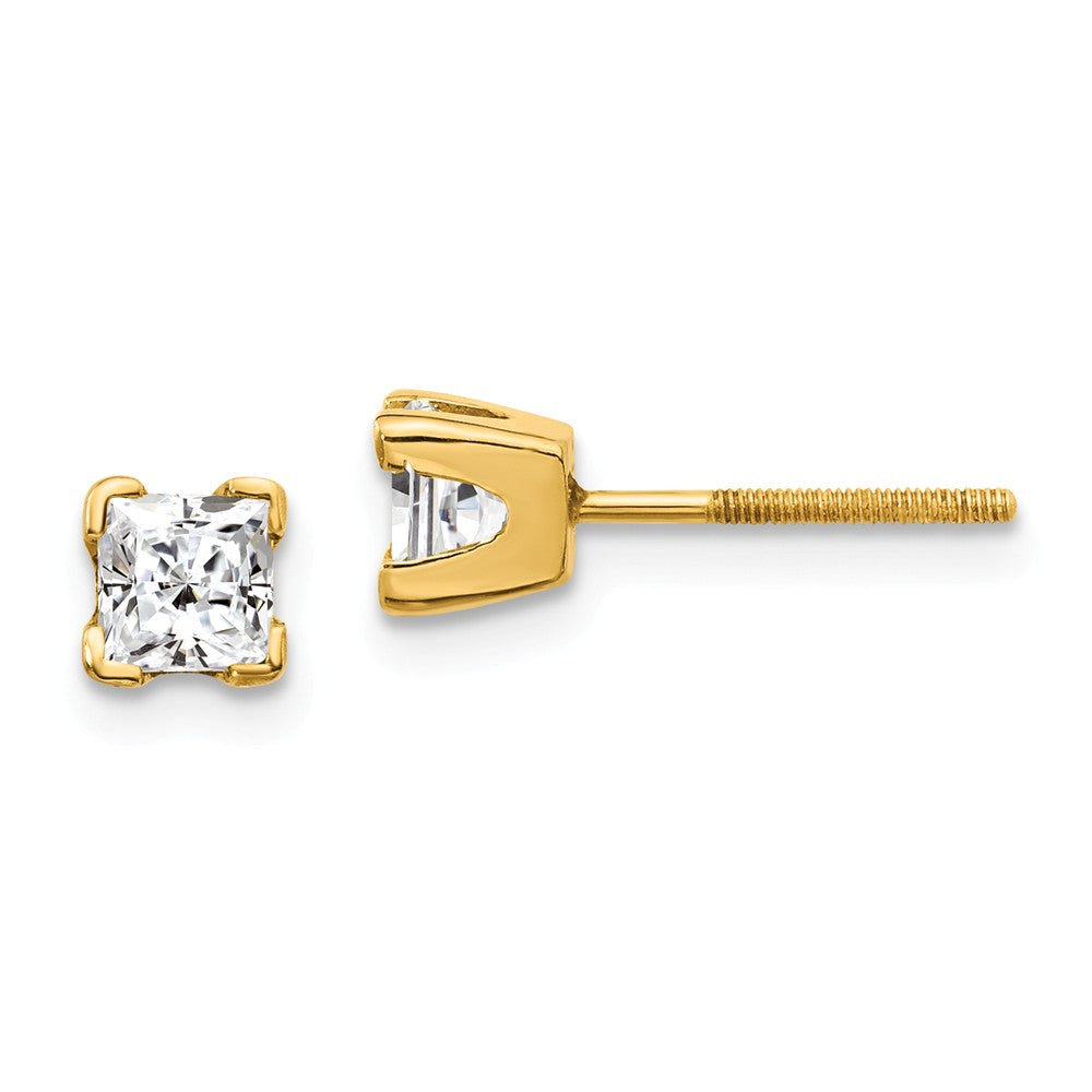 14K AA Quality Complete PrinceSterling Silver-cut Diamond Stud Earrings