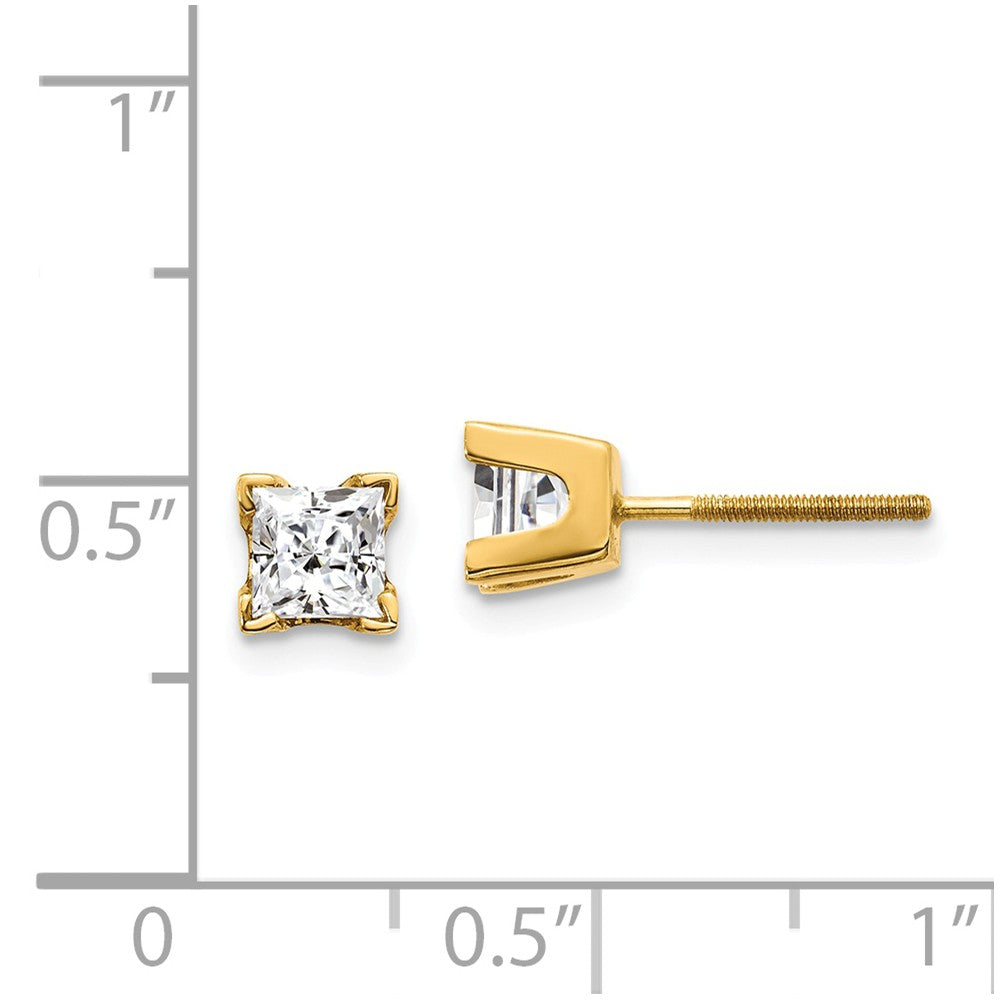 14k AA Quality Complete Princess-cut Diamond Stud Ear