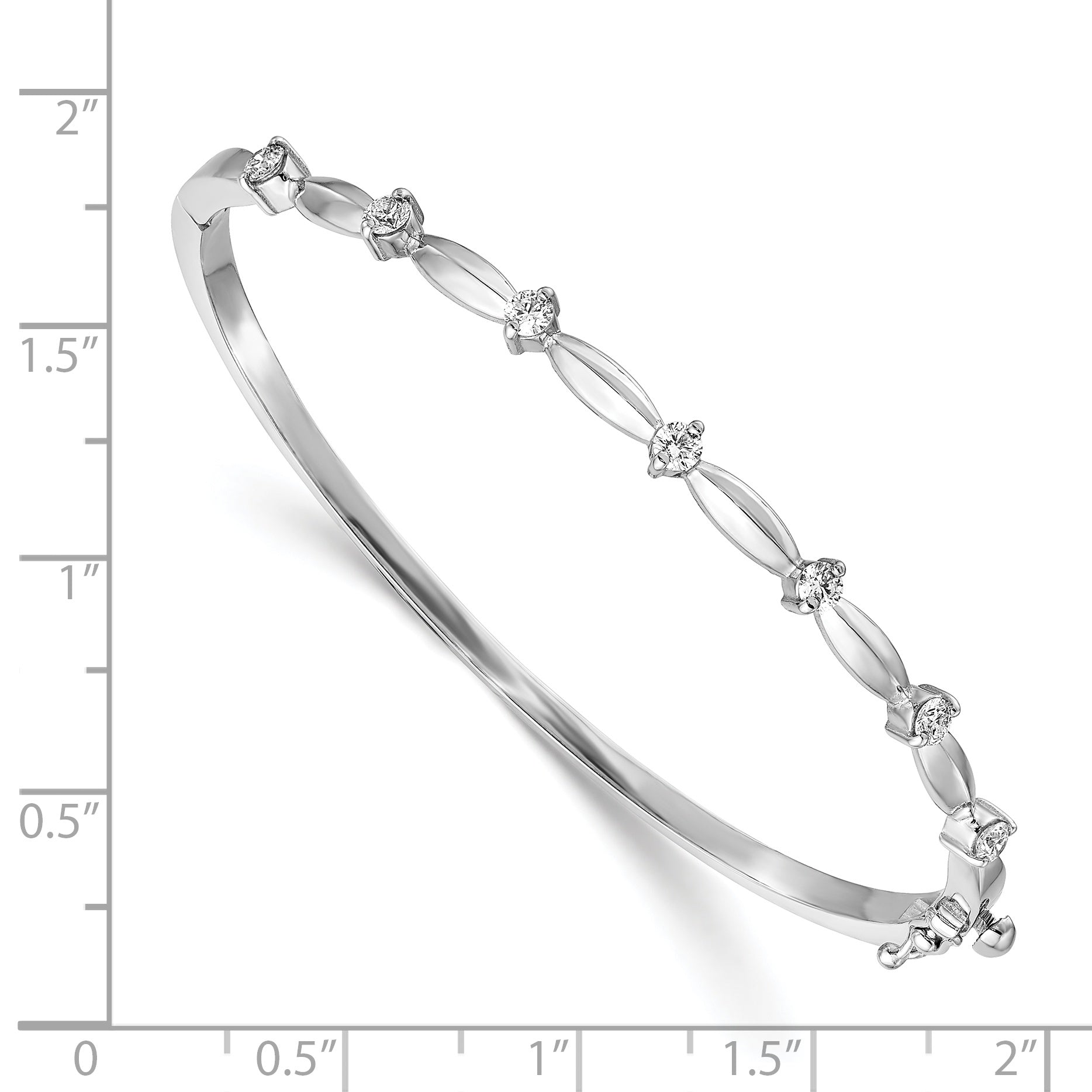 14k White Gold AA Diamond Hinged Bangle Secondary image