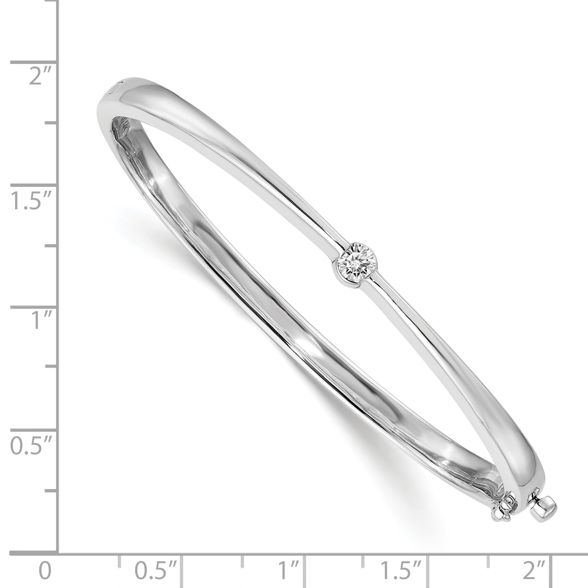 14k White Gold AA Diamond Hinged Bangle Secondary image