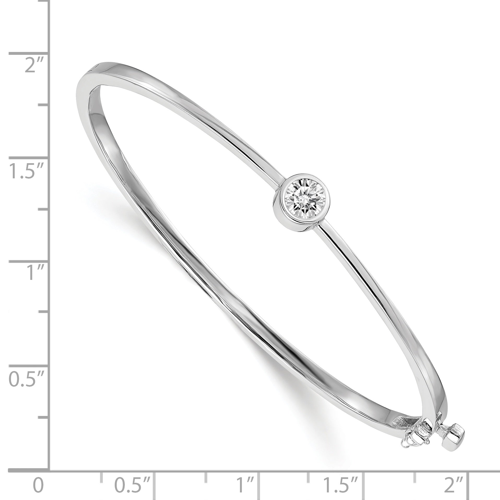 14k White Gold AA Diamond Hinged Bangle Secondary image