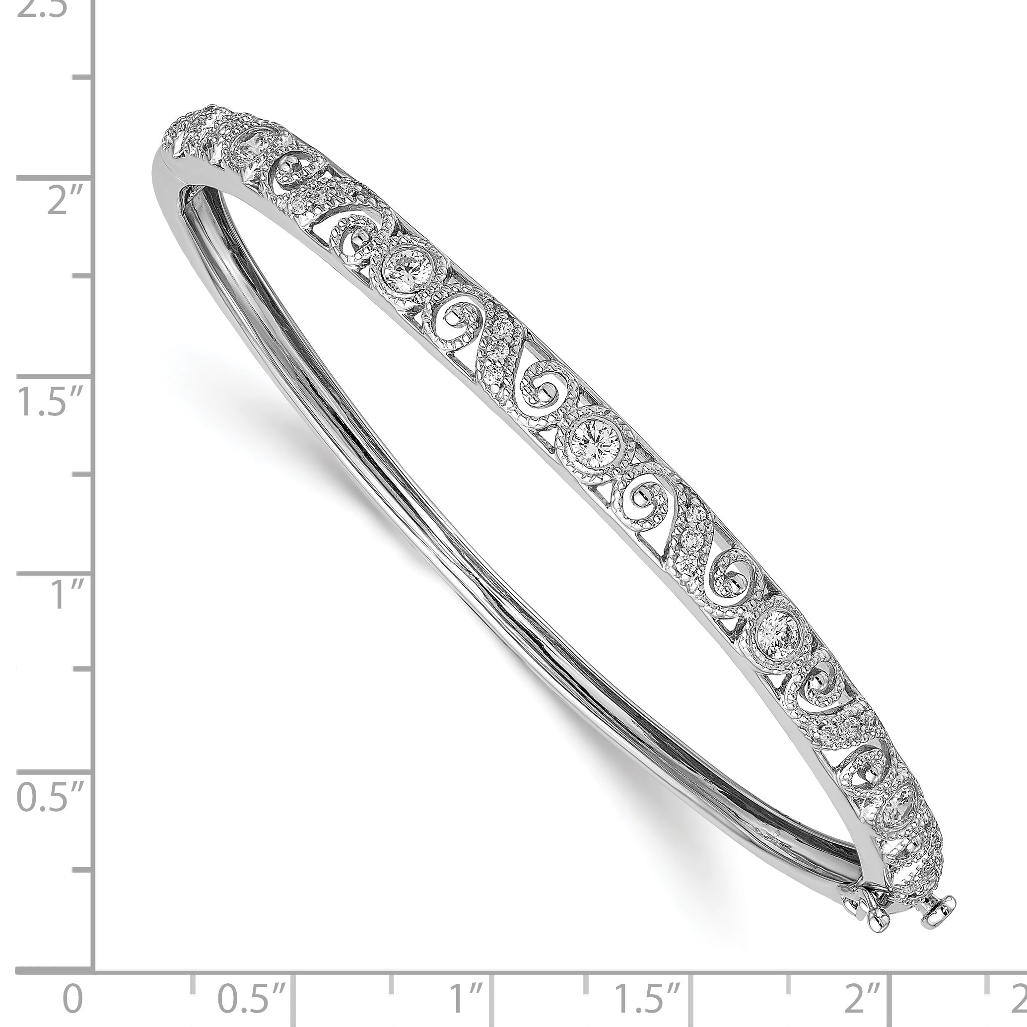 14k White Gold AA Diamond Hinged Bangle