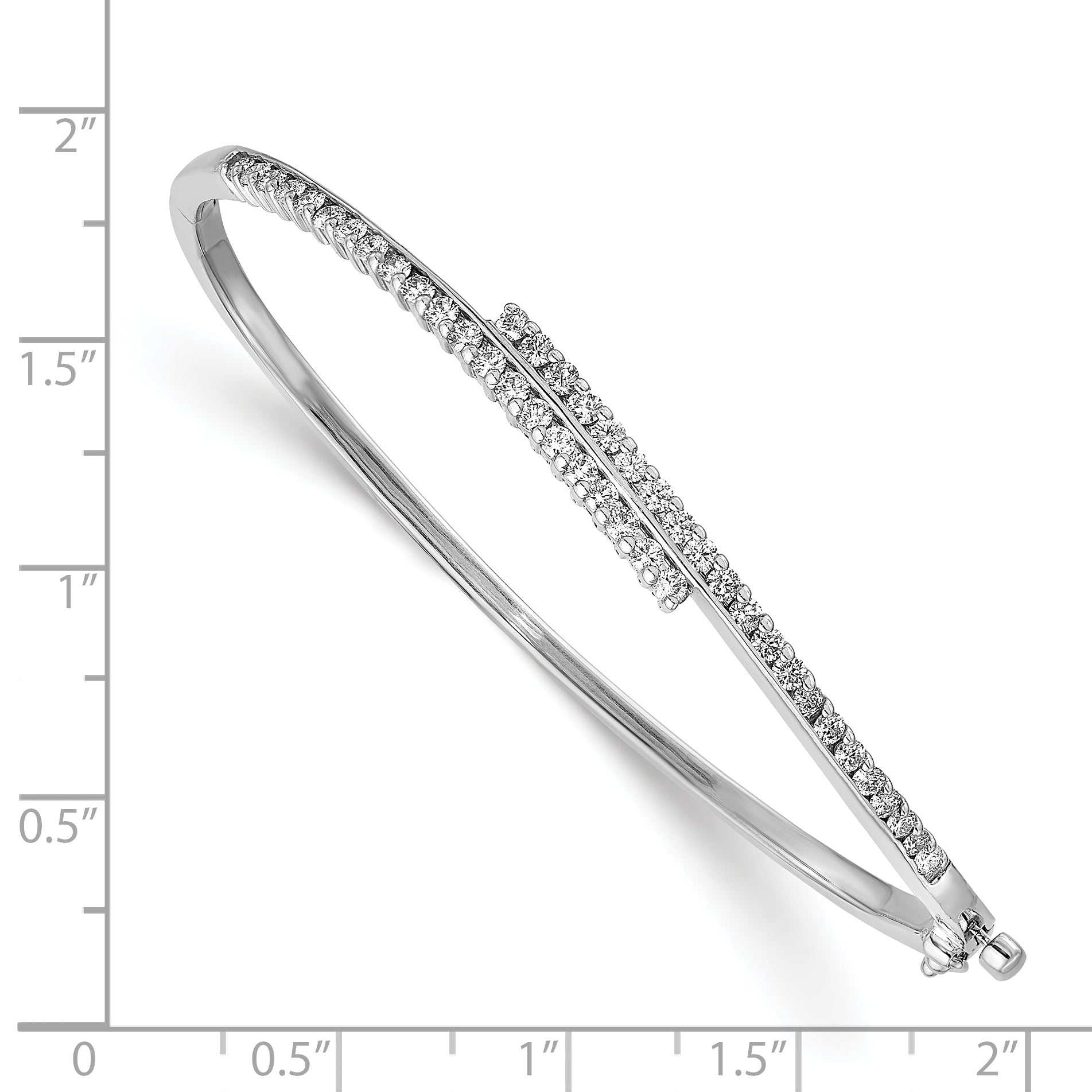 14k White Gold AA Diamond Hinged Bangle Secondary image