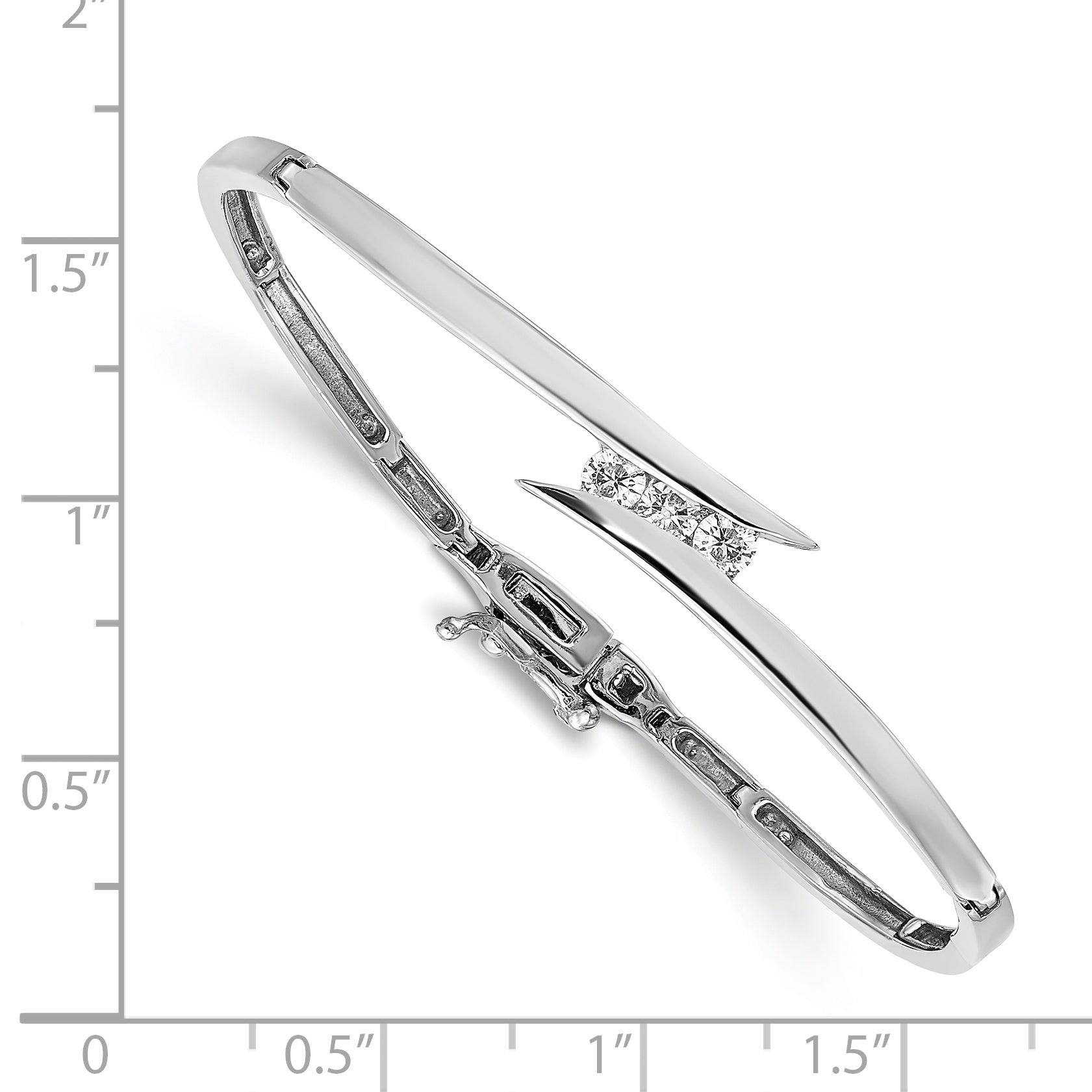 14k White Gold AA Diamond Hinged Bangle Secondary image