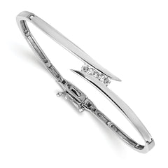 14k White Gold AA Diamond Hinged Bangle