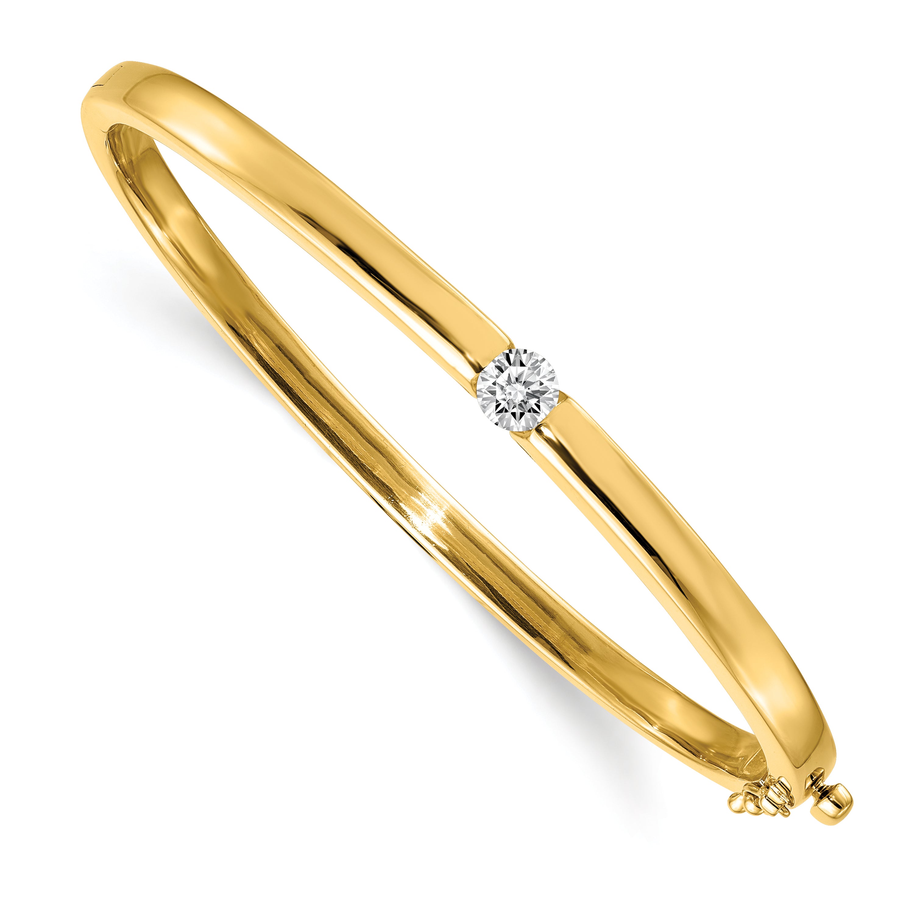 14k AA Diamond Hinged Bangle