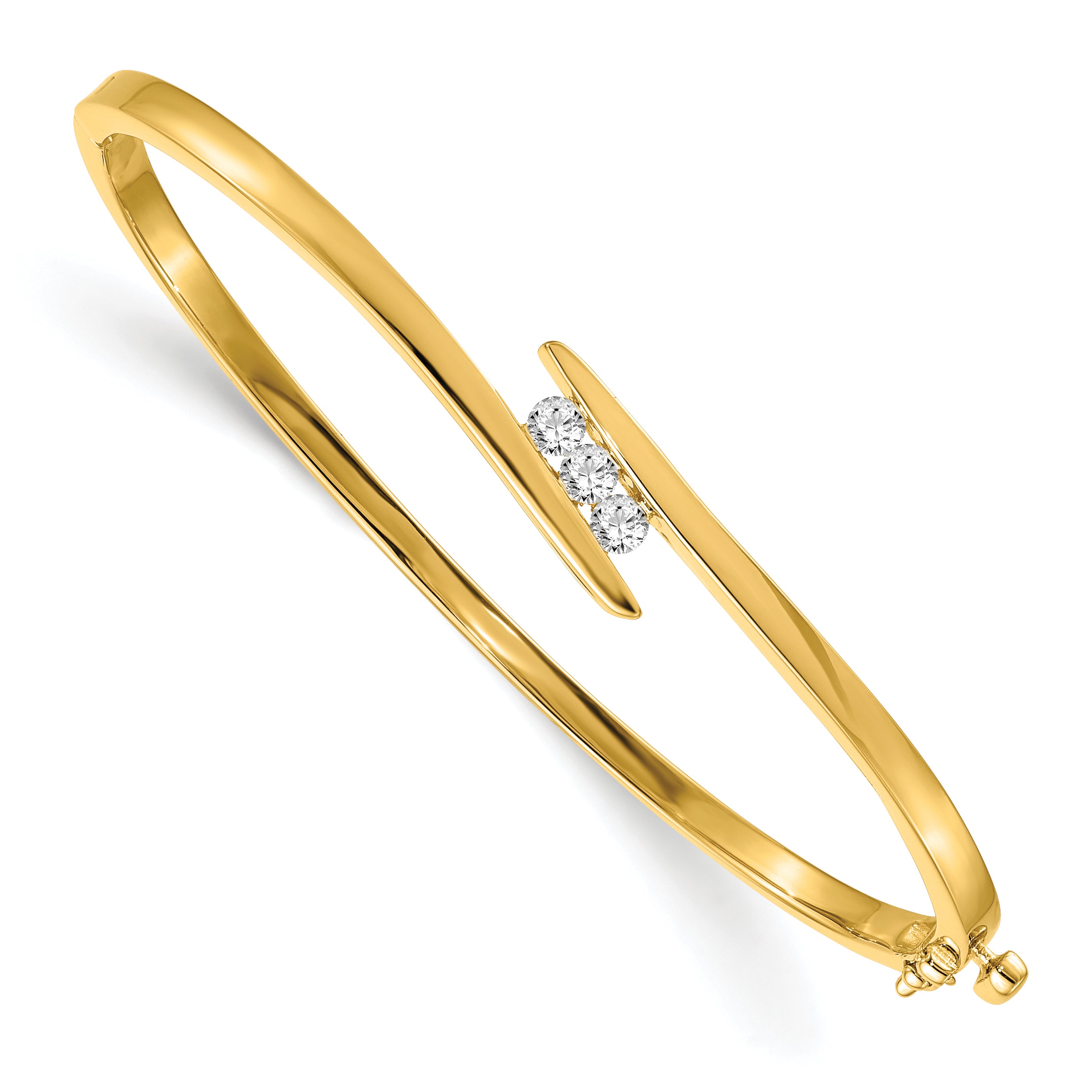 14k AA Diamond Hinged Bangle