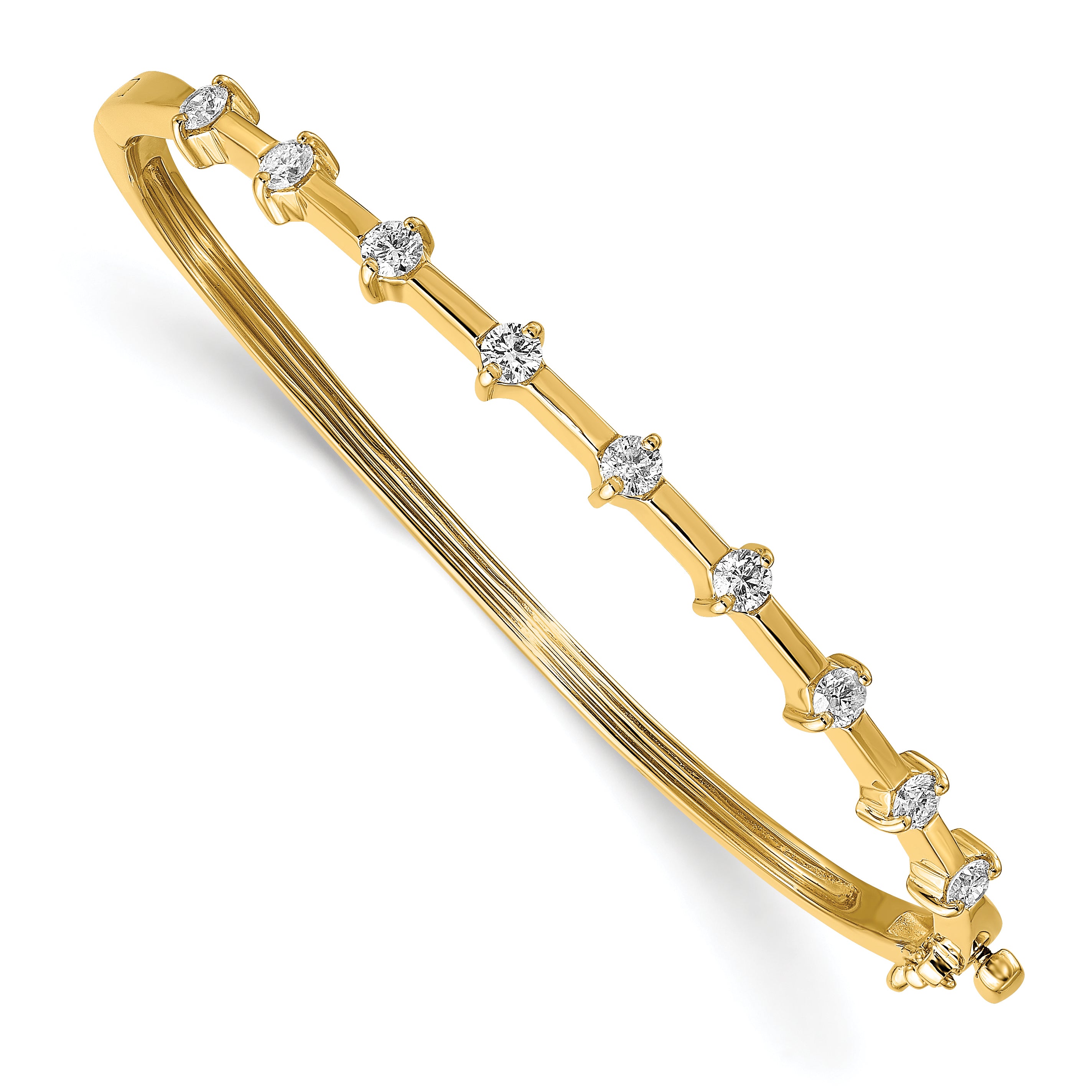 14k AA Diamond Hinged Bangle