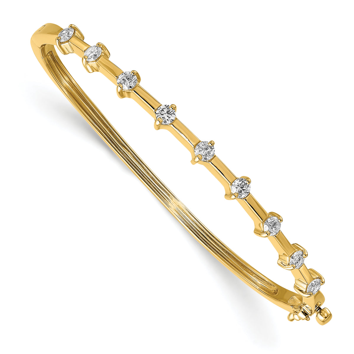 14k AA Diamond Hinged Bangle