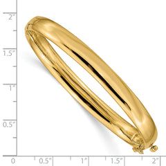 14k 6.4mm Polished Solid Hinged Bangle