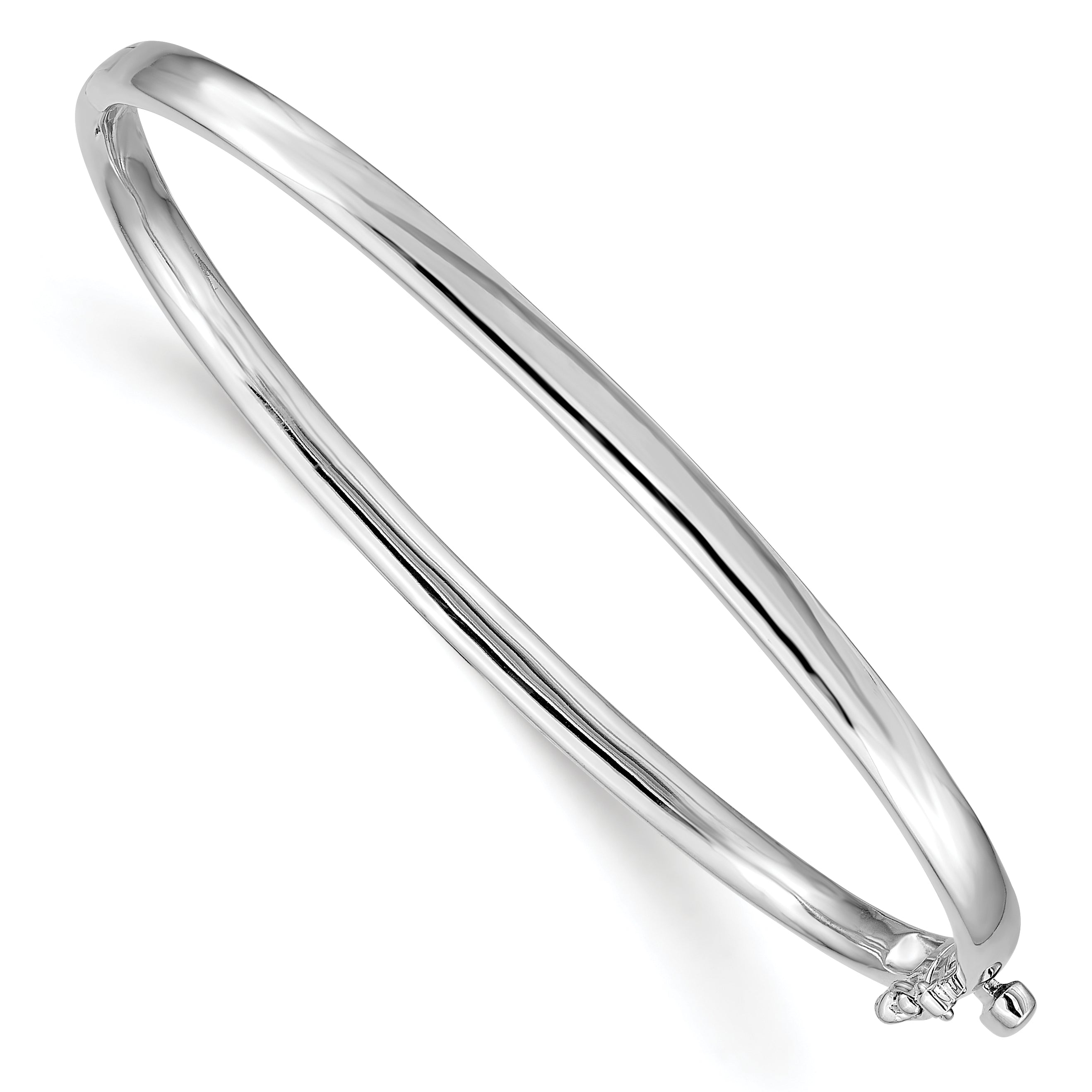 14k White Gold 3.6mm Polished Solid Hinged Bangle Bracelet Main image